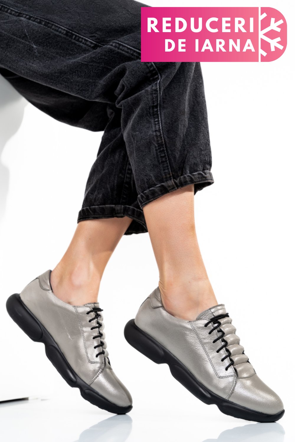 PANTOFI SPORT GRI PIELE NATURALA 1S7768