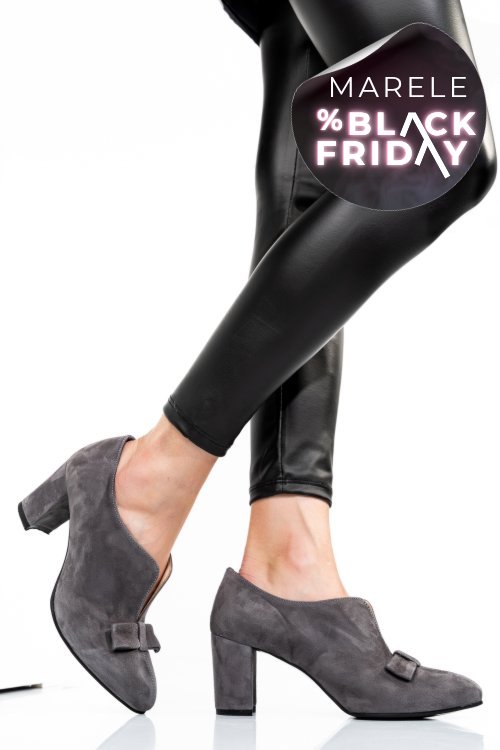 Pantofi gri piele naturala intoarsa 3pc707