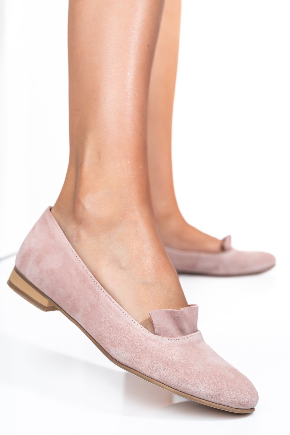 BALERINI ROZ PIELE NATURALA INTOARSA 3S7704