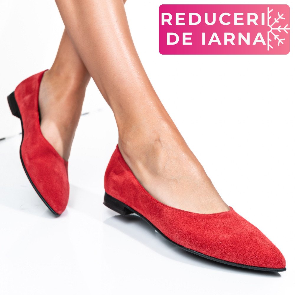 BALERINI ROSII PIELE NATURALA INTOARSA 3S7707