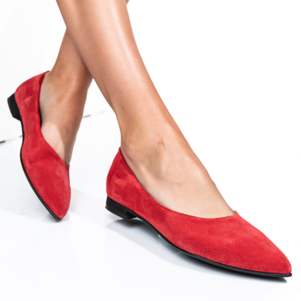 BALERINI ROSII PIELE NATURALA INTOARSA 3S7707