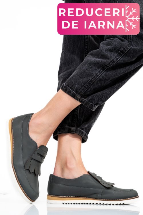 Mocasini gri piele naturala 2s7737