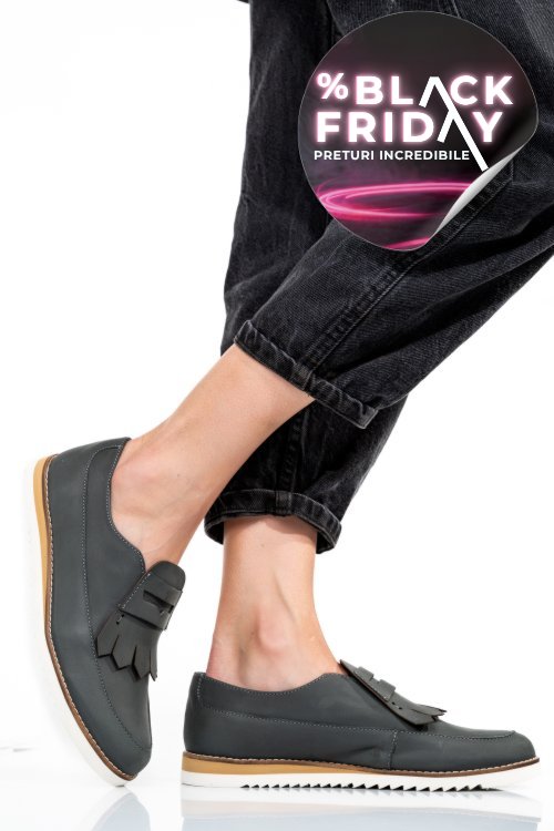 Mocasini gri piele naturala 2s7737