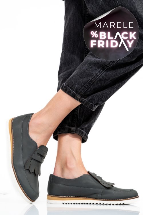 Mocasini gri piele naturala 2s7737