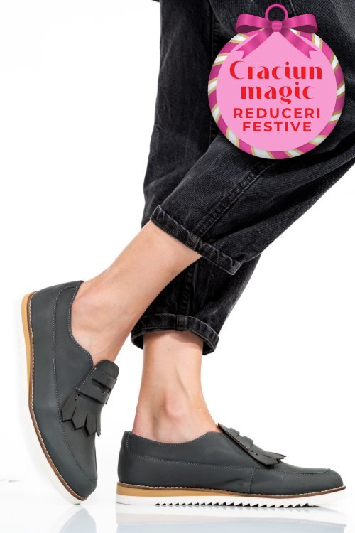 Mocasini gri piele naturala 2s7737