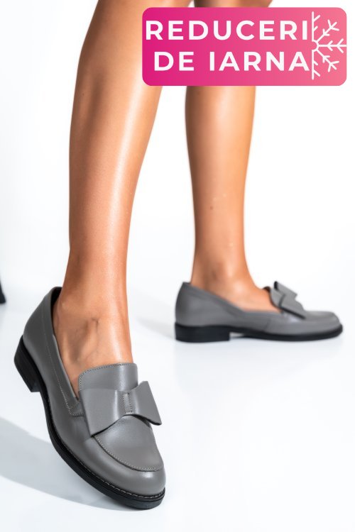 Mocasini gri piele naturala 2s77110