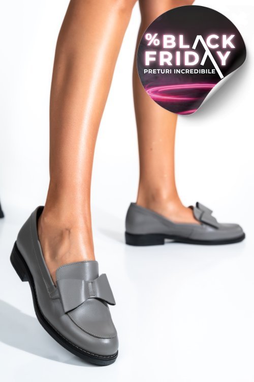 Mocasini gri piele naturala 2s77110