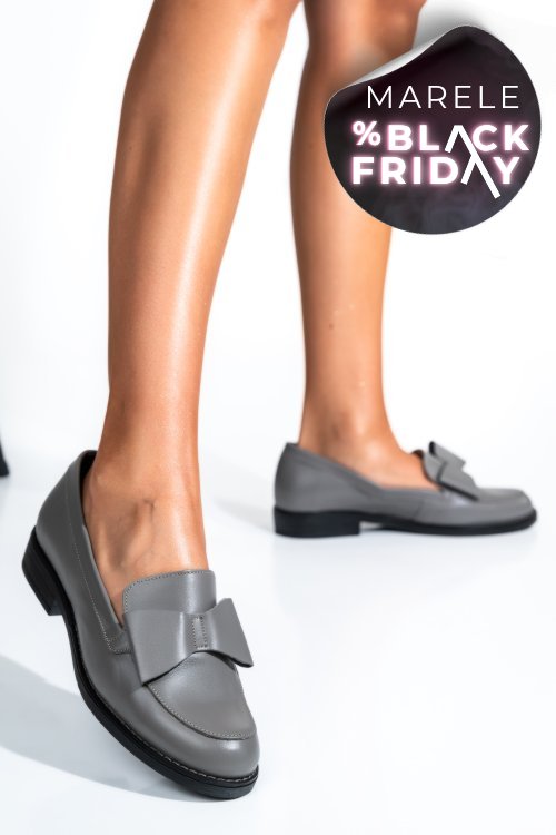 Mocasini gri piele naturala 2s77110