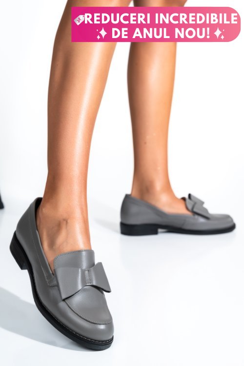 Mocasini gri piele naturala 2s77110