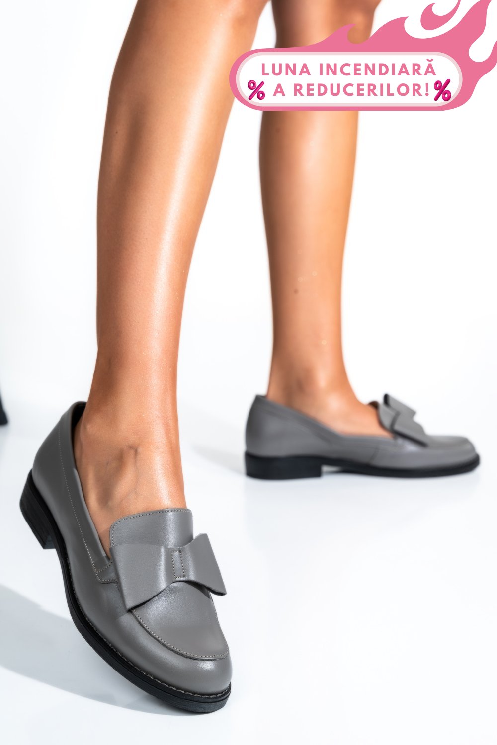 MOCASINI GRI PIELE NATURALA 2S77110