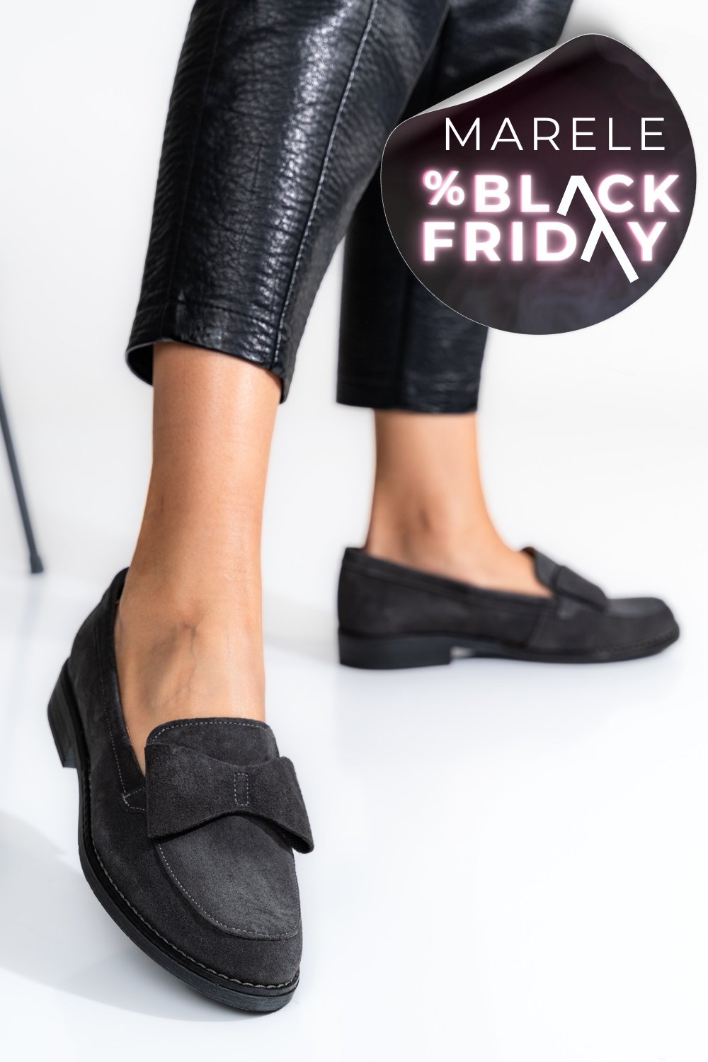 MOCASINI GRI INCHIS PIELE NATURALA INTOARSA 2S77110