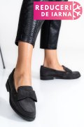 MOCASINI GRI INCHIS PIELE NATURALA INTOARSA 2S77110