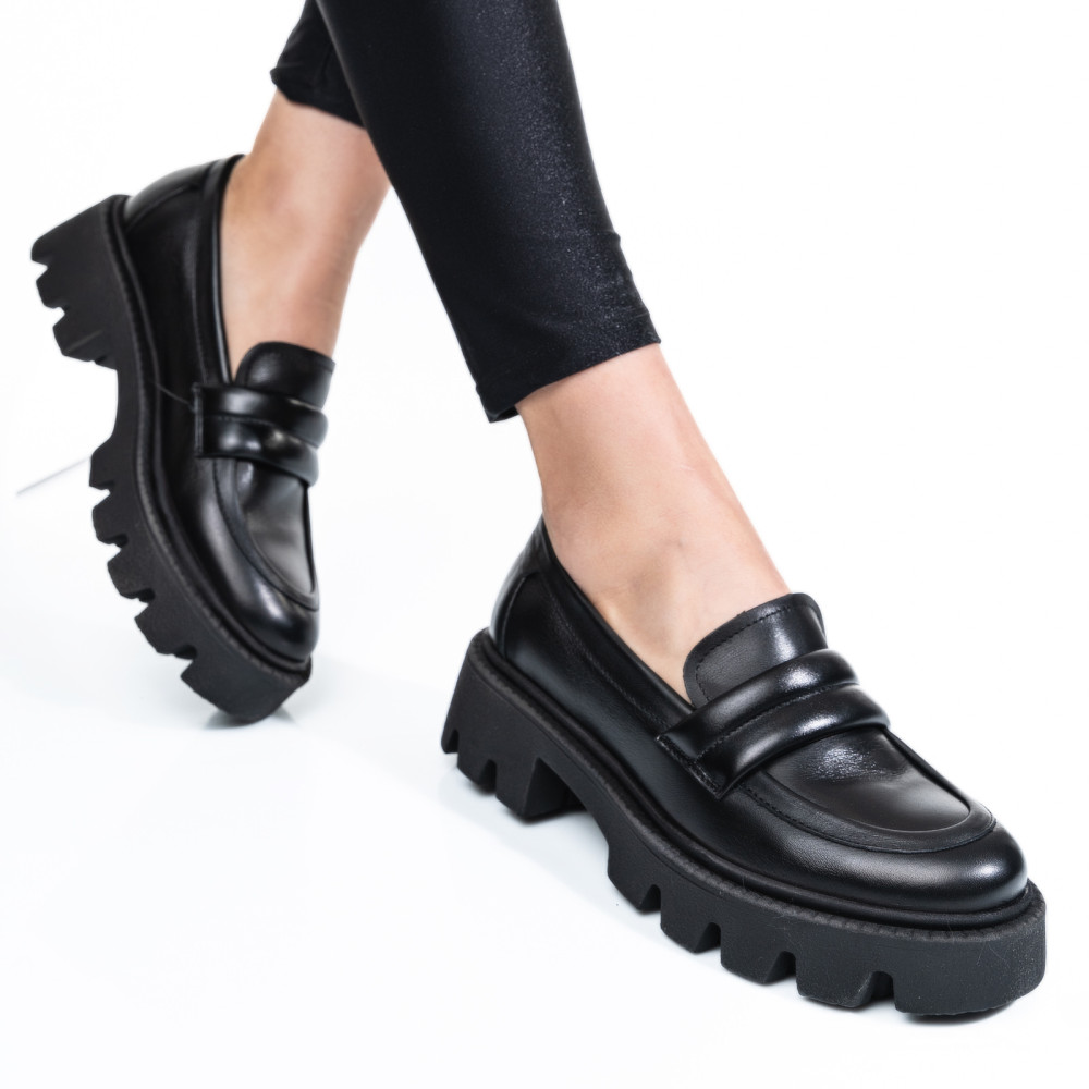 MOCASINI BLACK PIELE NATURALA 3S7799