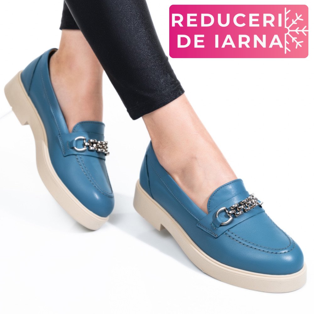 PANTOFI ALBASTRI PIELE NATURALA 2S7741604ANP