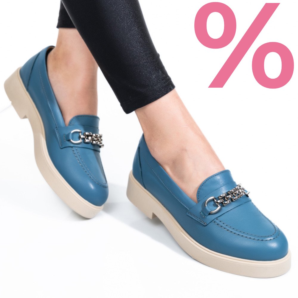 PANTOFI ALBASTRI PIELE NATURALA 2S7741604ANP