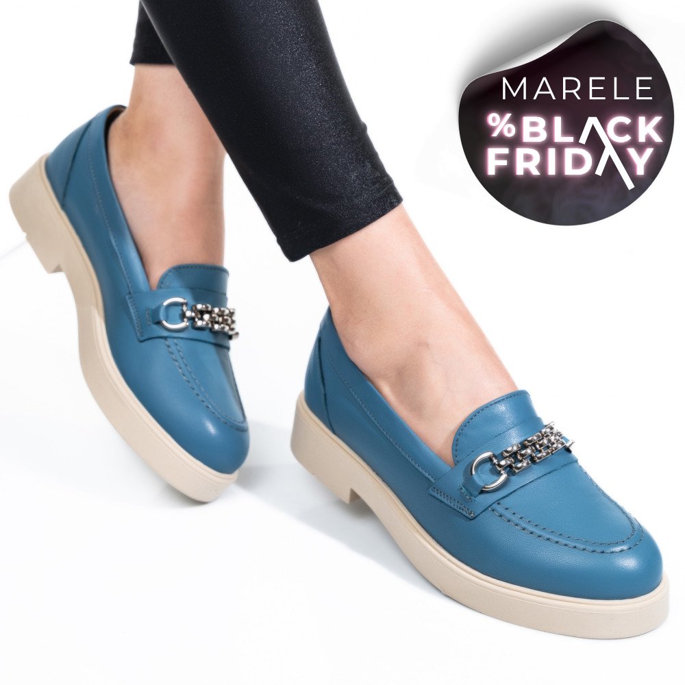 PANTOFI ALBASTRI PIELE NATURALA 2S7741604ANP