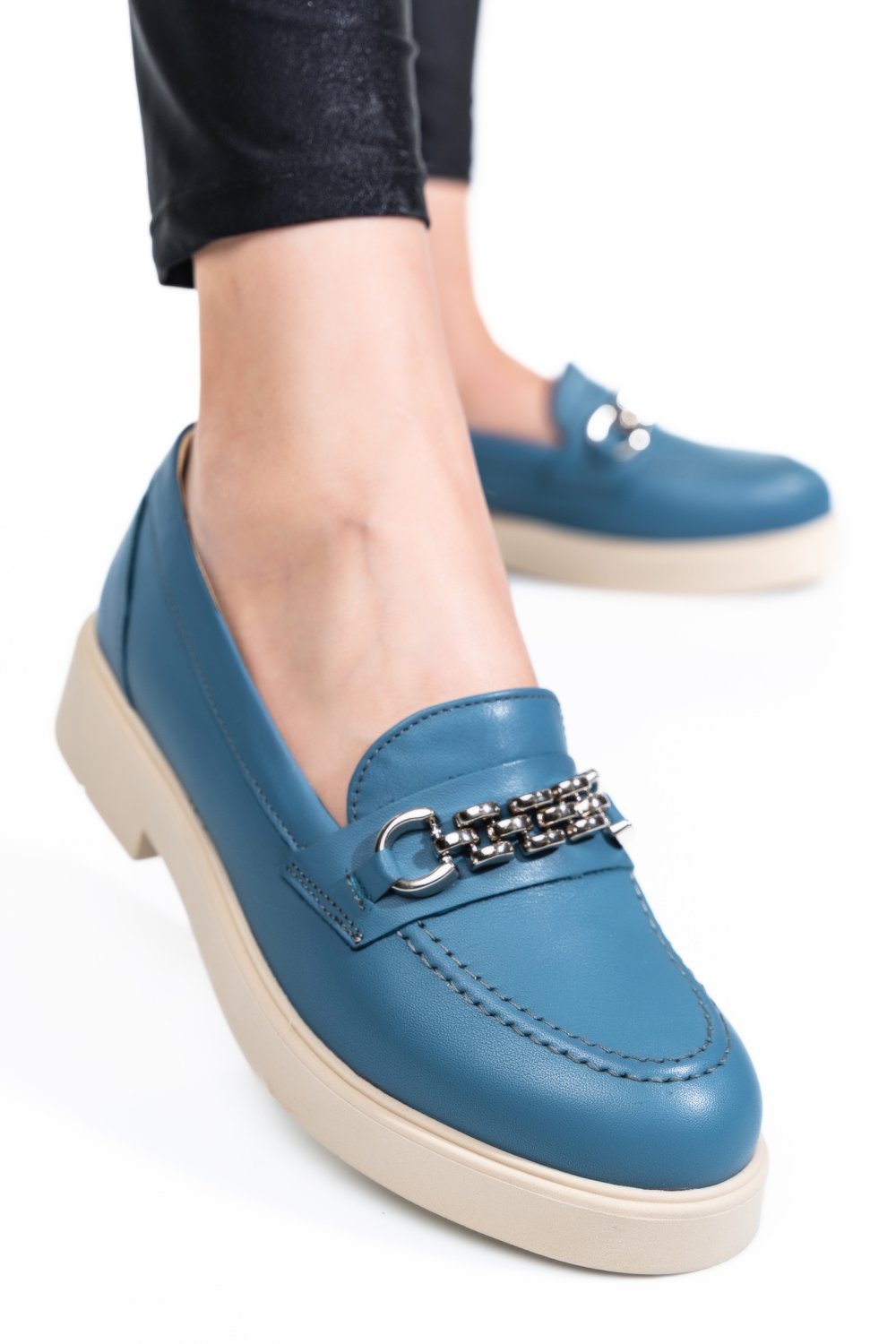 PANTOFI ALBASTRI PIELE NATURALA 2S7741604ANP