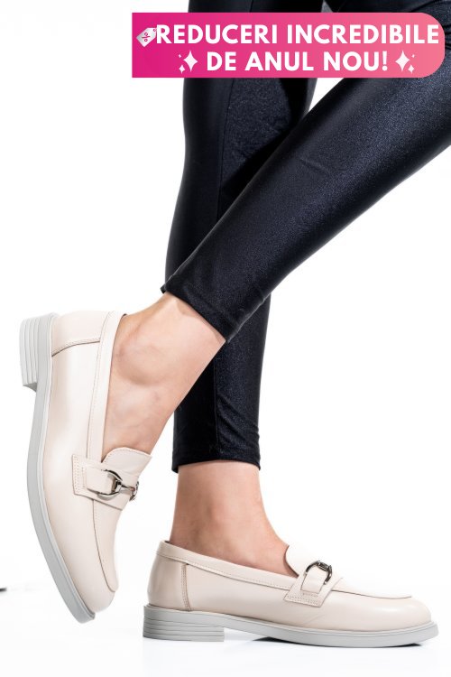 Pantofi bej piele naturala lacuita 2s7741606anpk