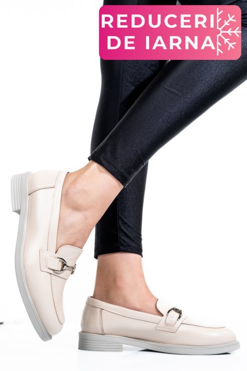 Pantofi bej piele naturala lacuita 2s7741606anpk