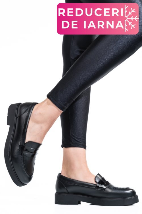 Pantofi negri piele naturala 2s7741604np