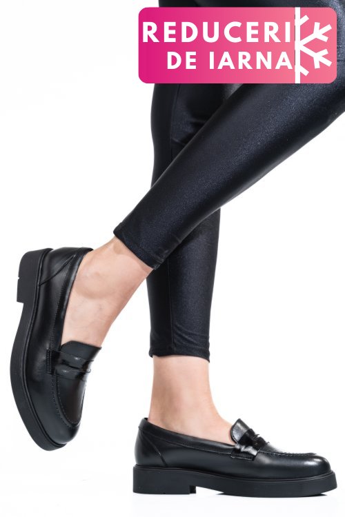 Pantofi negri piele naturala 2s7741604np