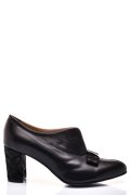 PANTOFI NEGRI TOC FLORAL PIELE NATURALA 3PC707