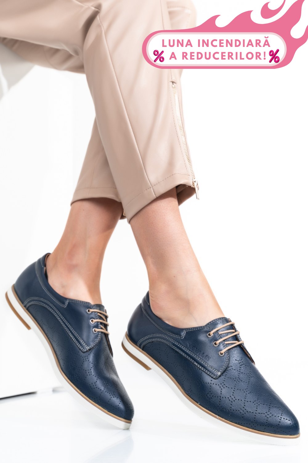 PANTOFI ALBASTRI PIELE NATURALA 9PC01
