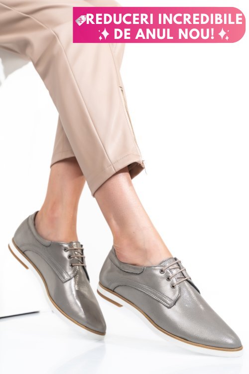 Pantofi gri piele naturala 9pc01