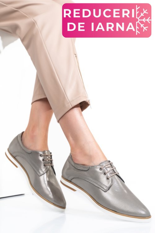 Pantofi gri piele naturala 9pc01