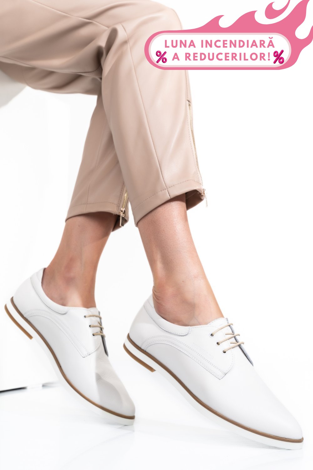 PANTOFI ALBI PIELE NATURALA 9PC01