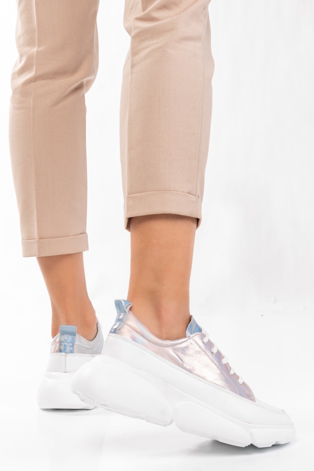 PANTOFI SPORT ALBI PIELE NATURALA 2S7711608NP-HOR