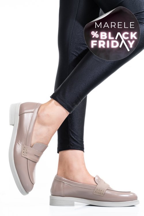 Pantofi bej piele naturala lacuita 2s7741606npk