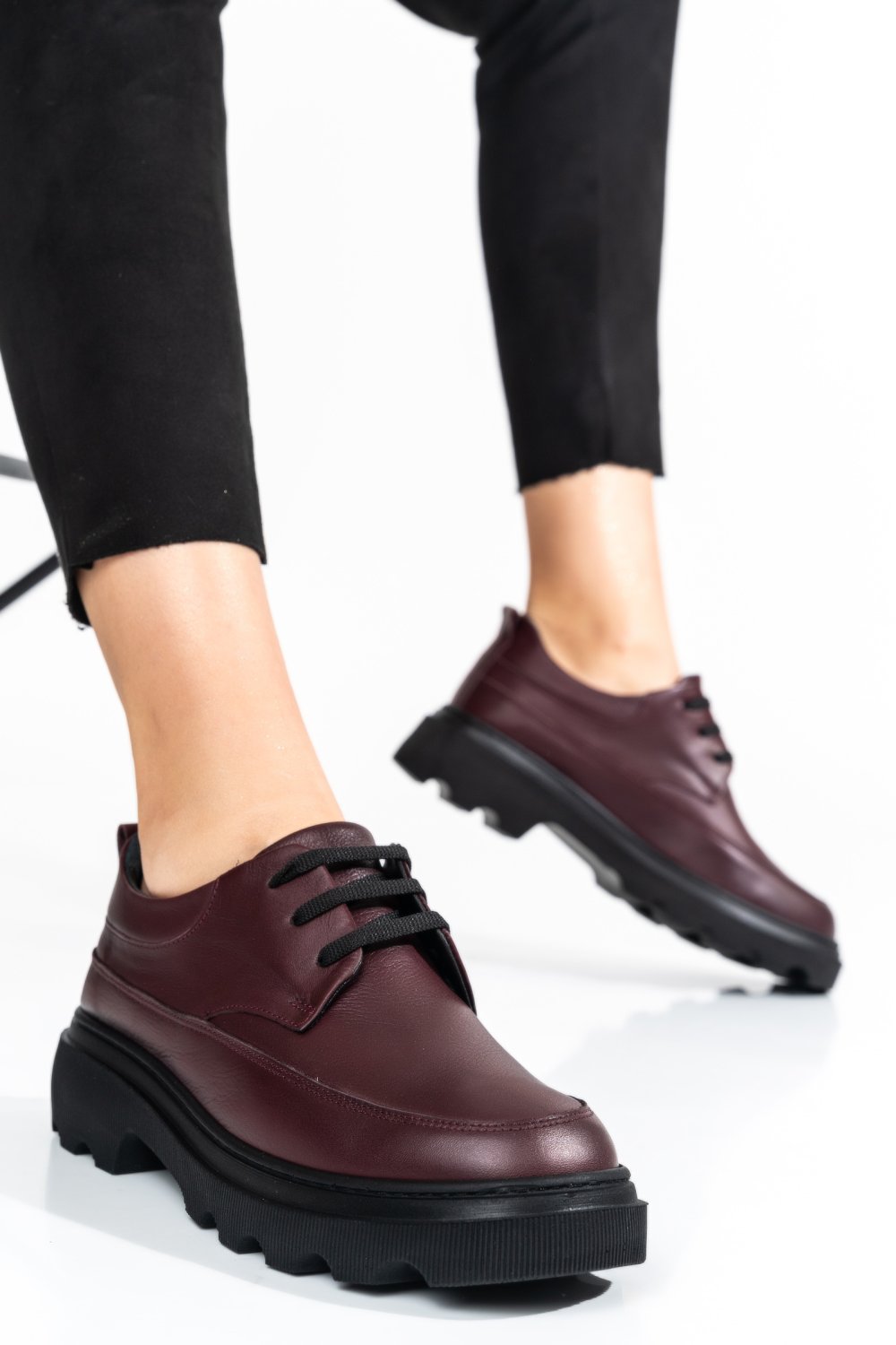 PANTOFI BORDO PIELE NATURALA 7S77156