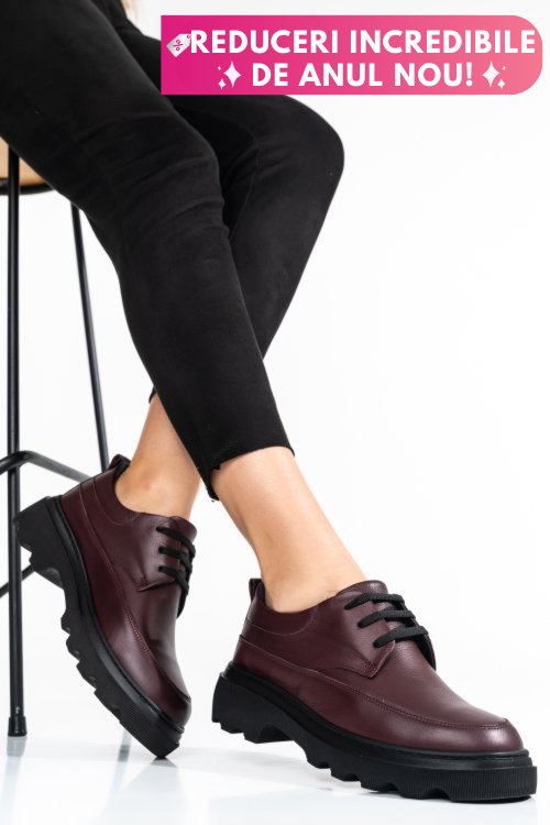 Pantofi bordo piele naturala 7s77156