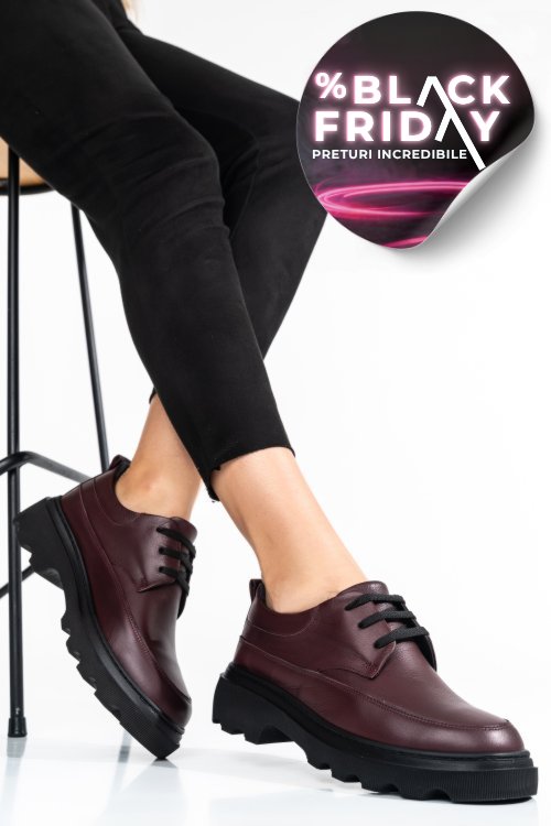 Pantofi bordo piele naturala 7s77156