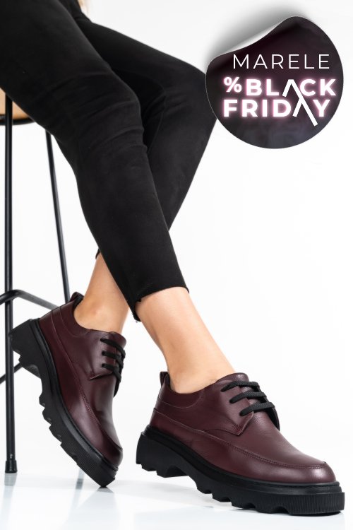 Pantofi bordo piele naturala 7s77156