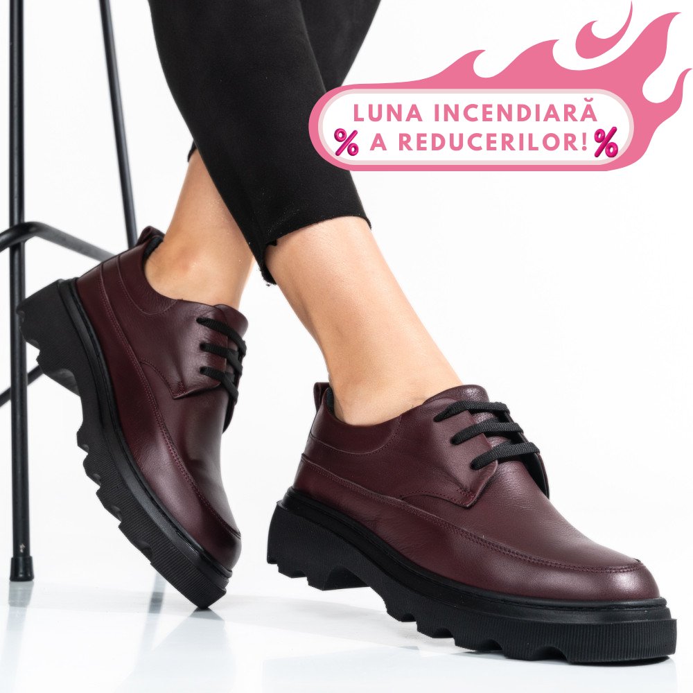 PANTOFI BORDO PIELE NATURALA 7S77156