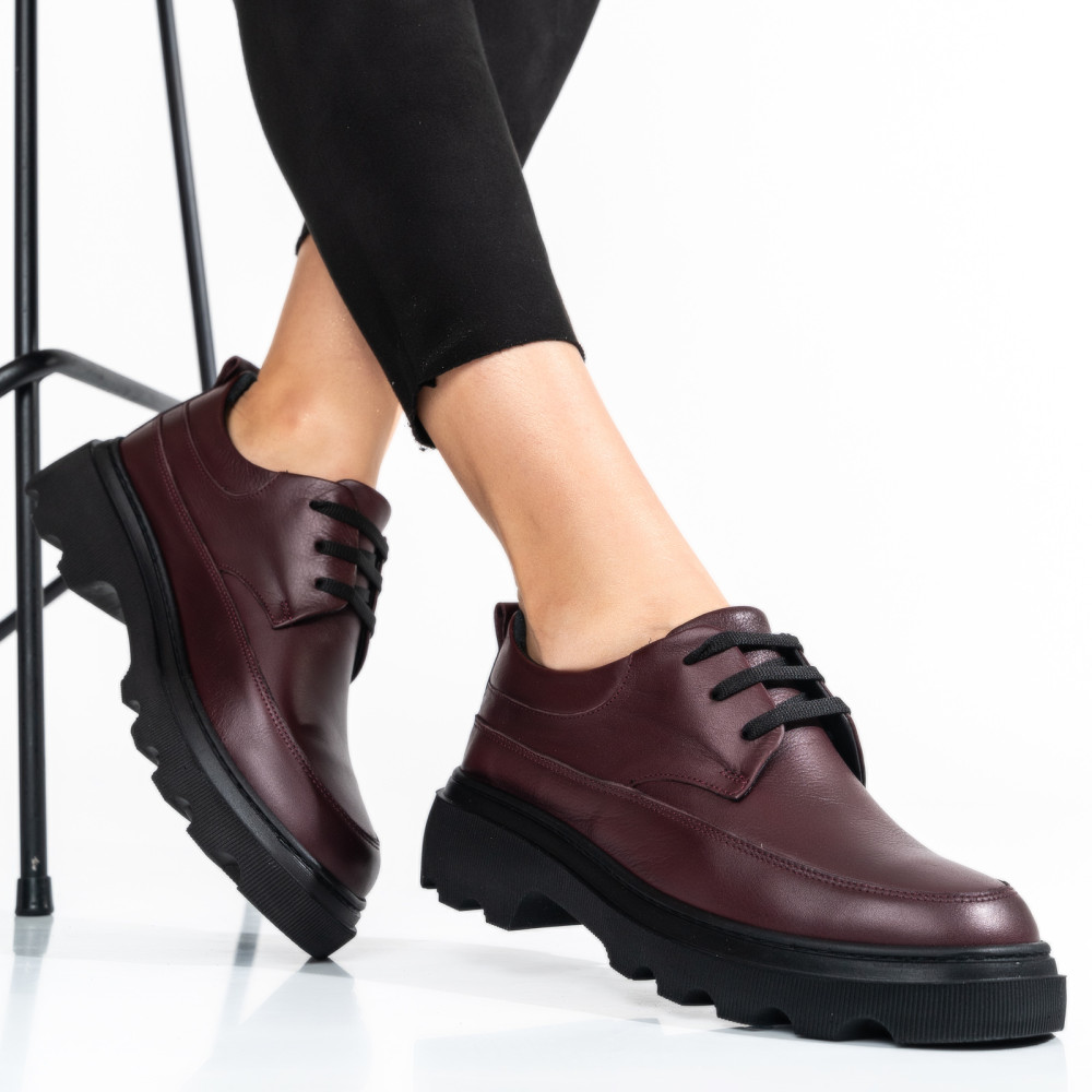 PANTOFI BORDO PIELE NATURALA 7S77156