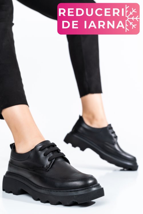 Pantofi negri piele naturala 7s77156