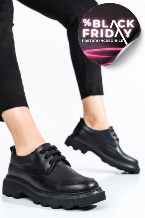 Pantofi negri piele naturala 7s77156