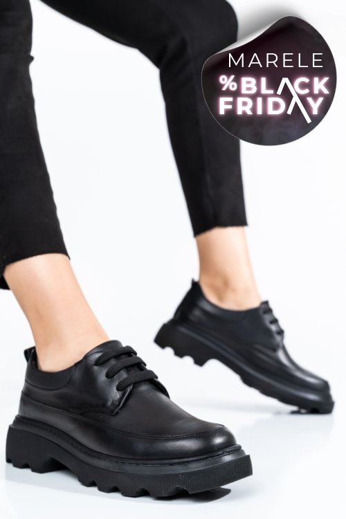 Pantofi negri piele naturala 7s77156