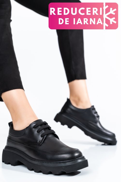 Pantofi negri piele naturala 7s77156