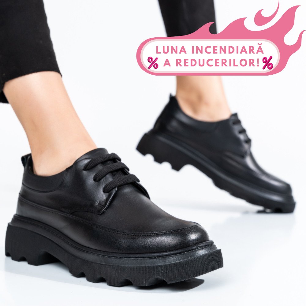 PANTOFI NEGRI PIELE NATURALA 7S77156