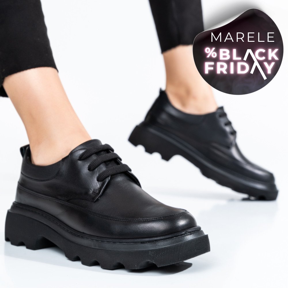 PANTOFI NEGRI PIELE NATURALA 7S77156