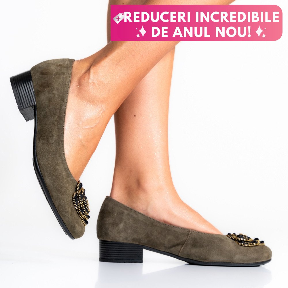 PANTOFI OLIVE PIELE NATURALA INTOARSA 2S7756BR