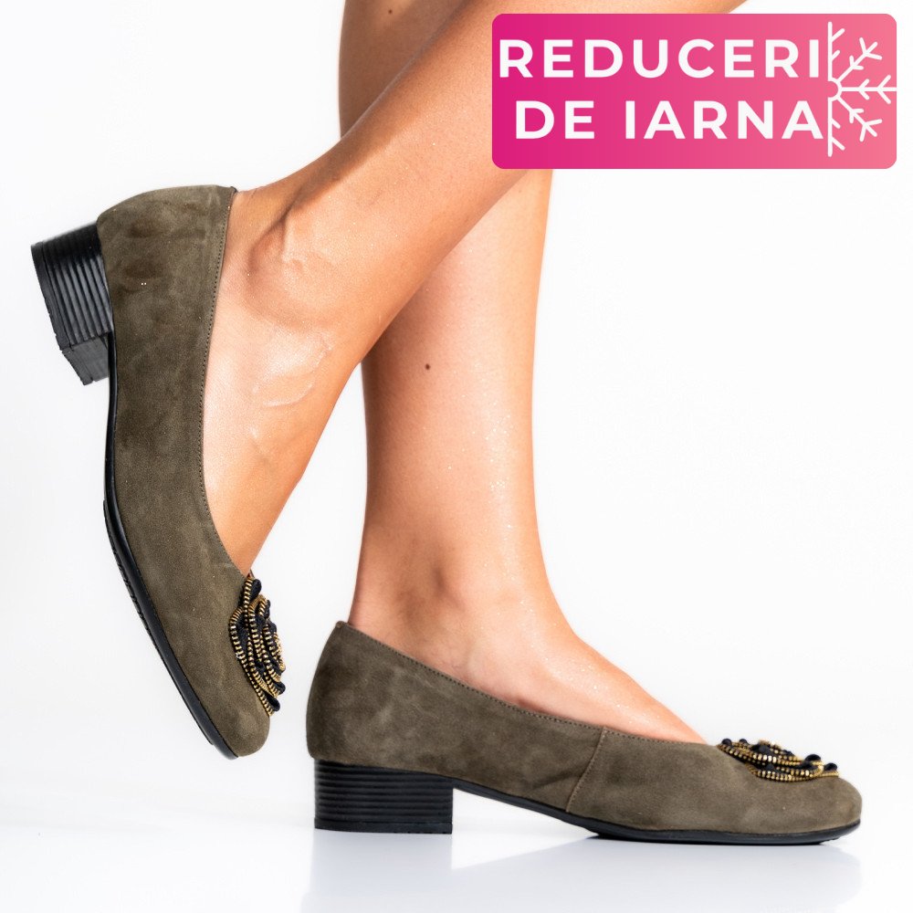 PANTOFI OLIVE PIELE NATURALA INTOARSA 2S7756BR