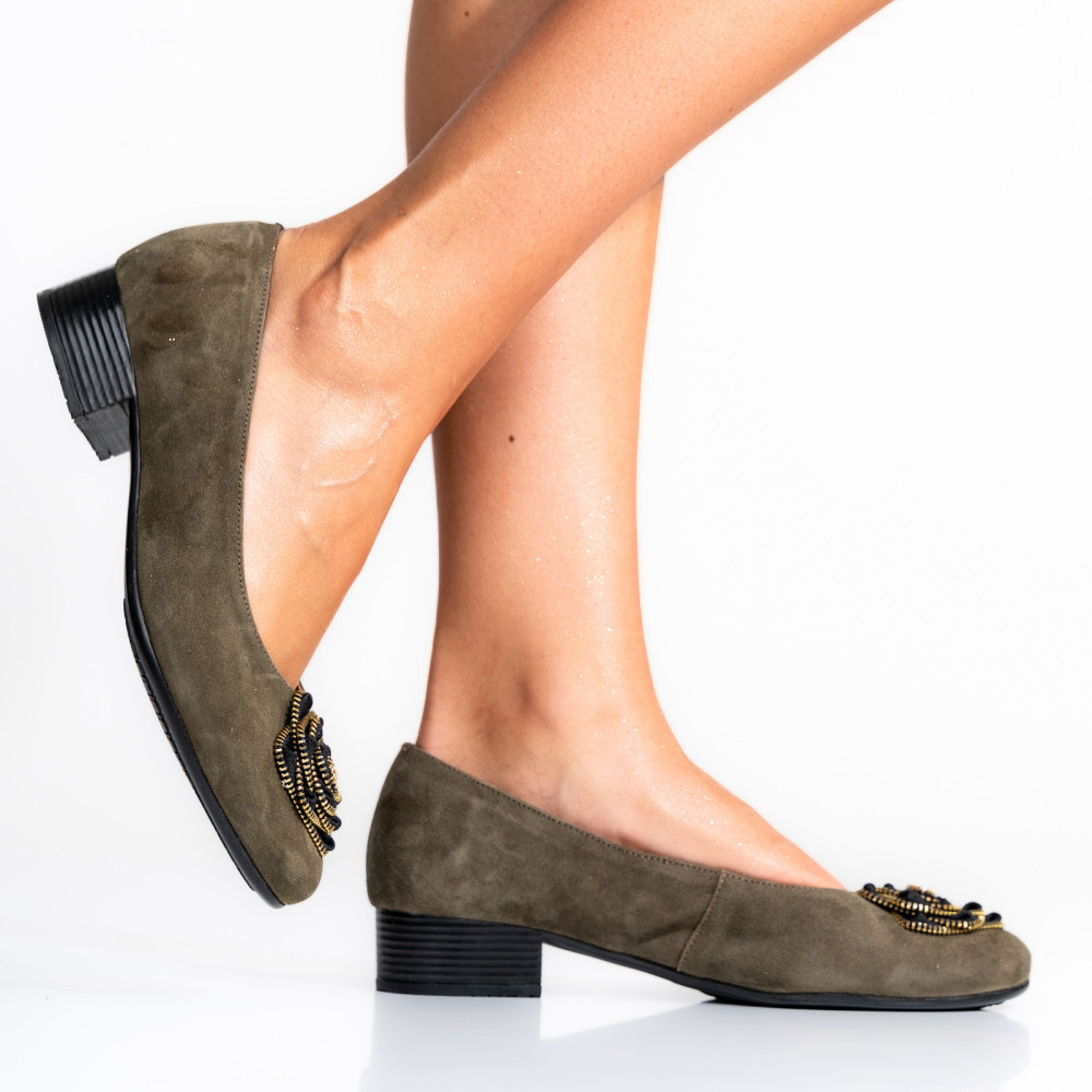 PANTOFI OLIVE PIELE NATURALA INTOARSA 2S7756BR