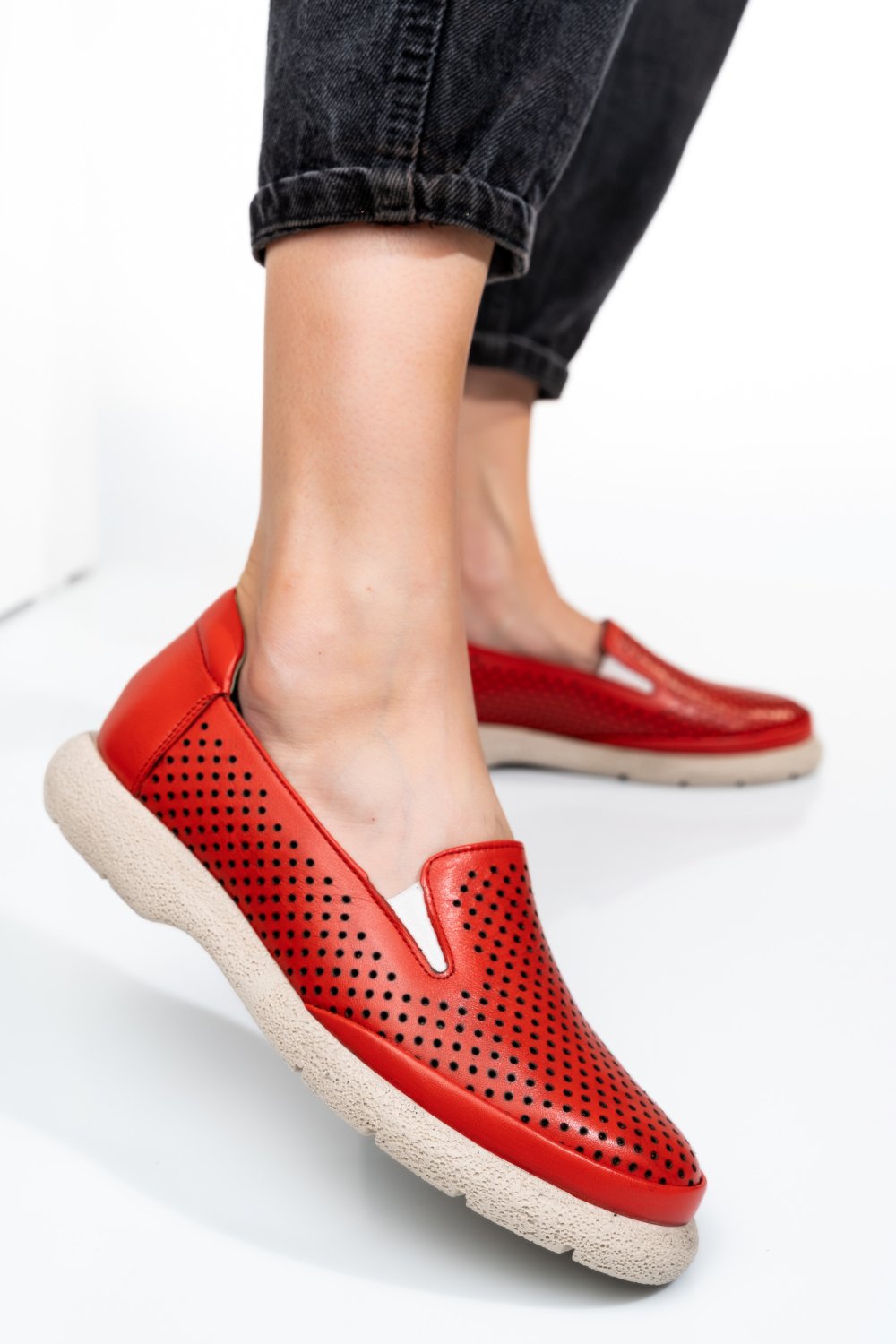 ESPADRILE ROSII PIELE NATURALA 4S7715