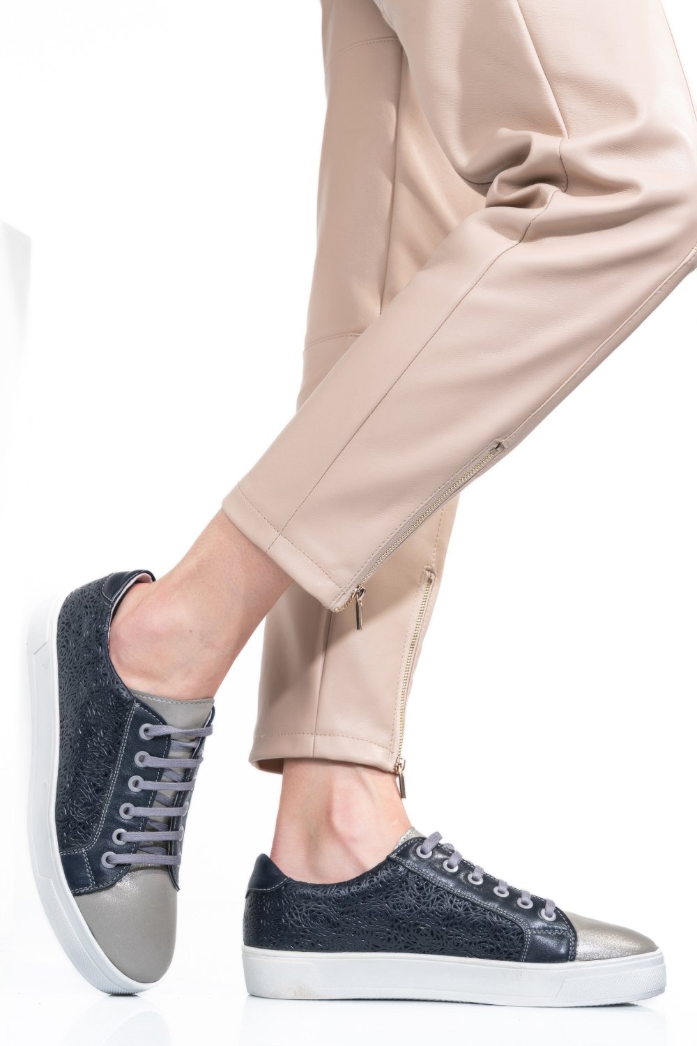 PANTOFI ALBASTRU GRI PIELE NATURALA 9PC02