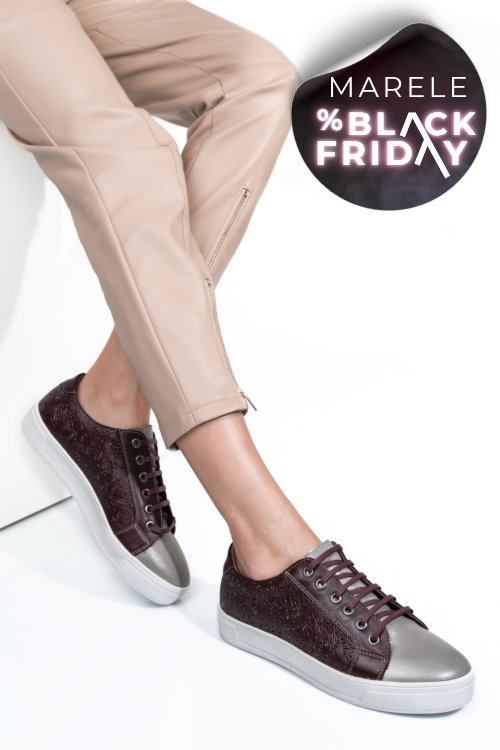 Pantofi visiniu gri piele naturala 9pc02